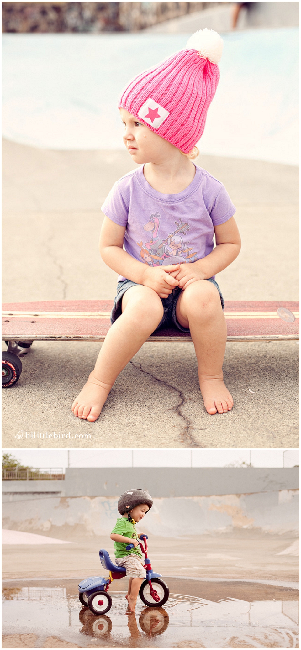 toddler at a skatepark in oahu