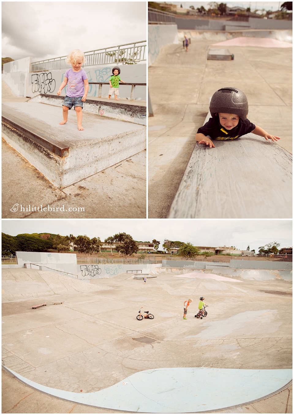 toddlers playing at an oahu skatepark in kailua