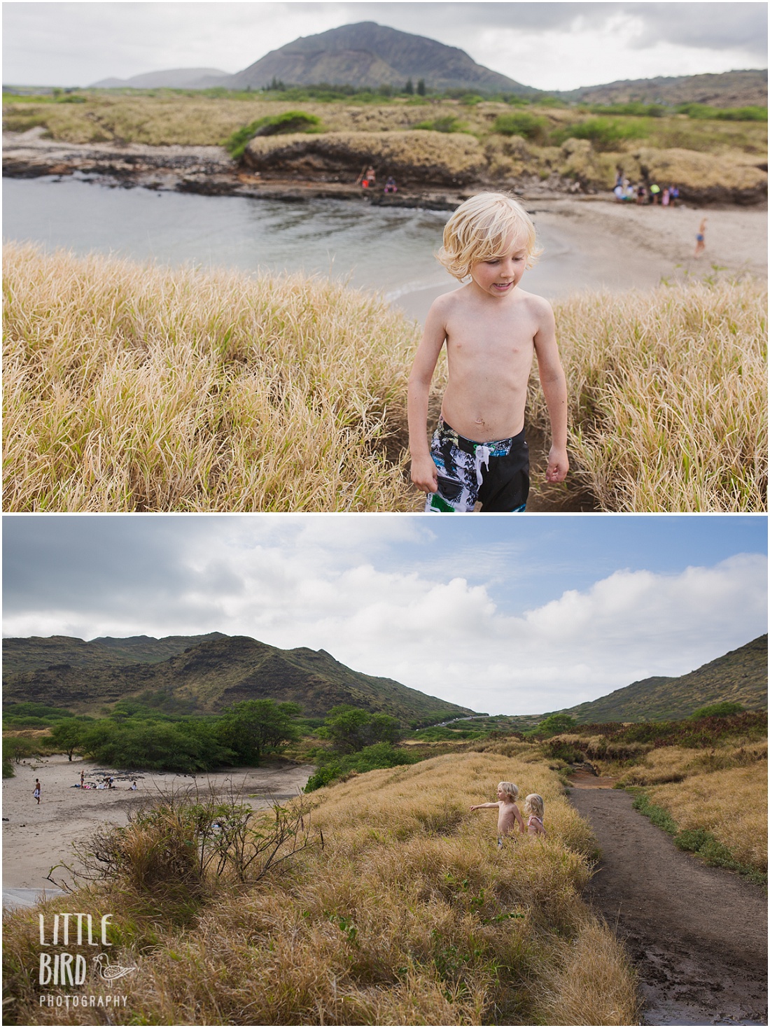 boy on an easy oahu beach hike to a secluded beach