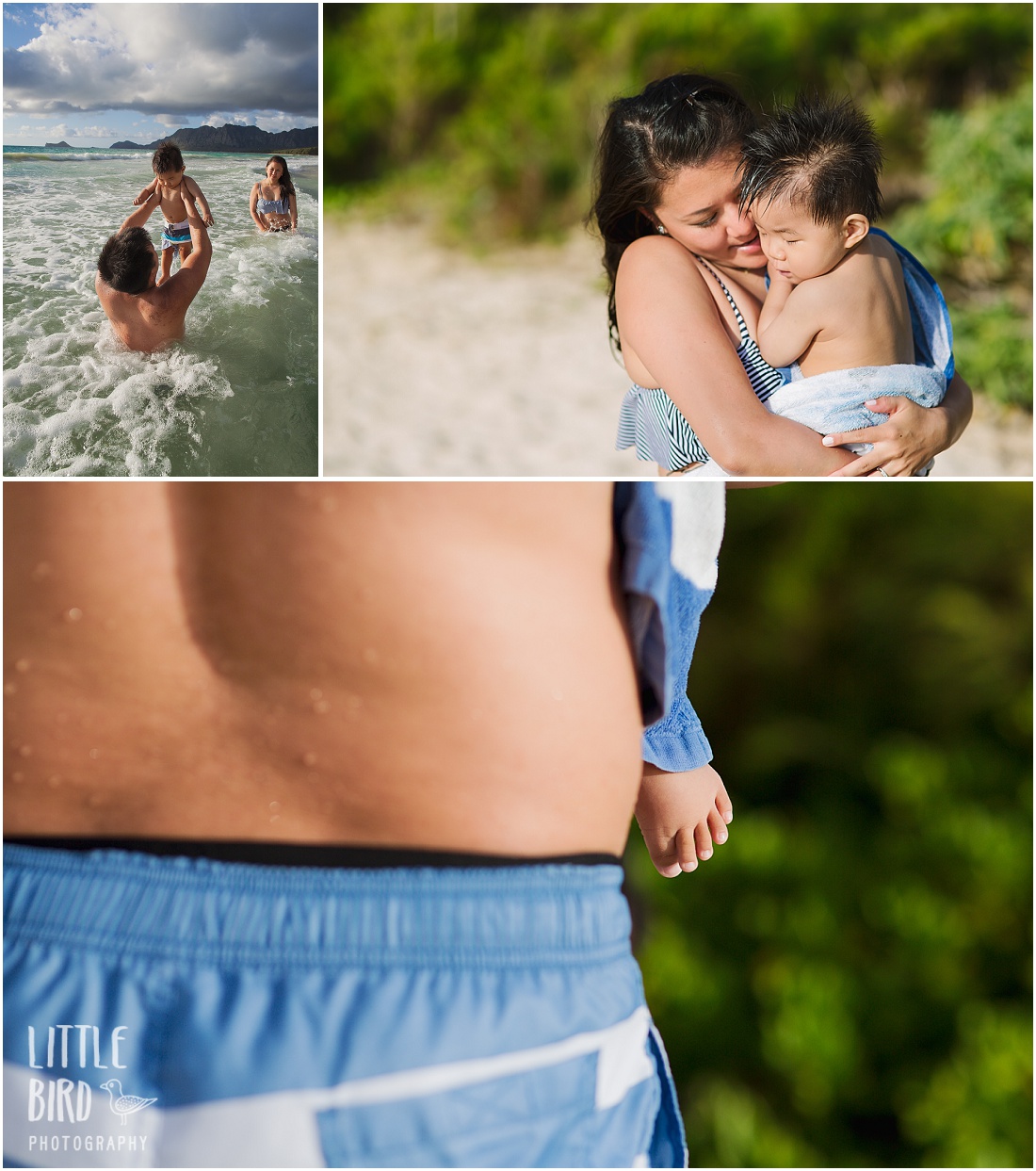 playing in surf for oahu family beach photography