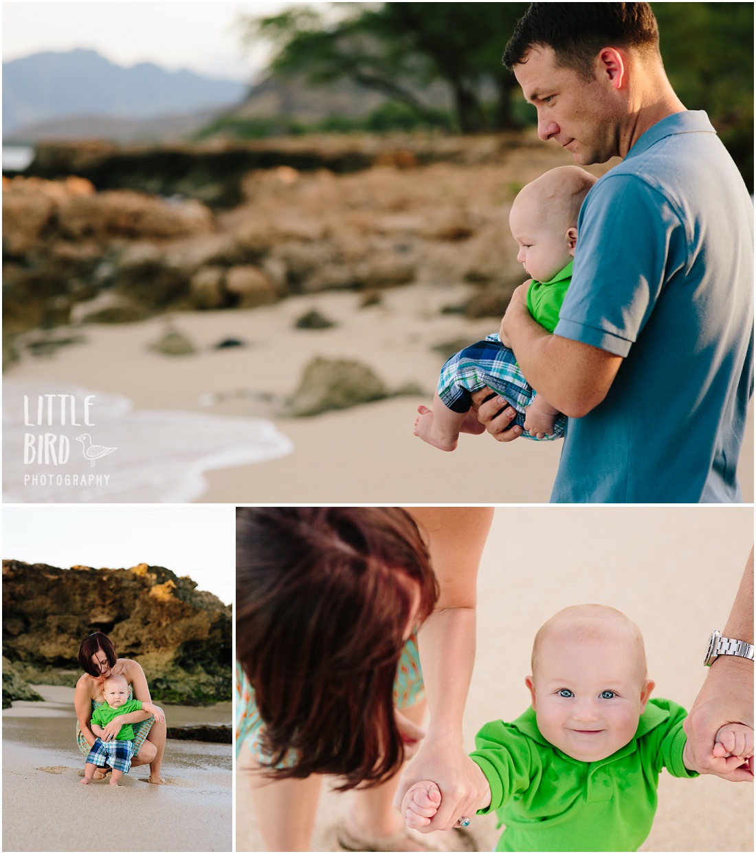 family exploring kahe point in koolina