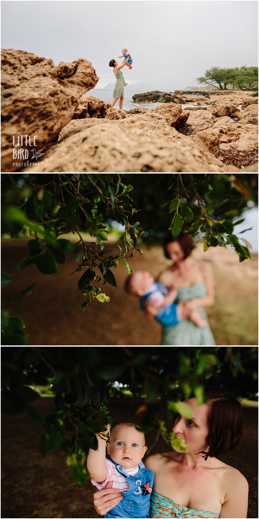 mom and baby playing in hawaii