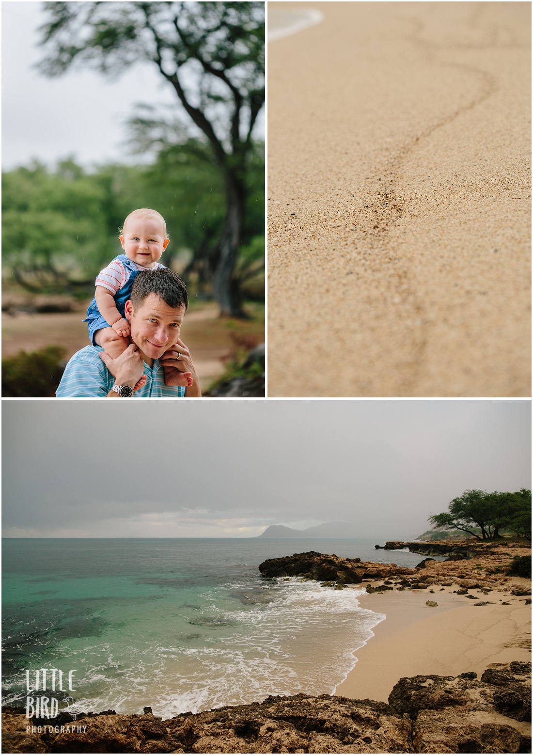 family in the rain at kahe point oahu