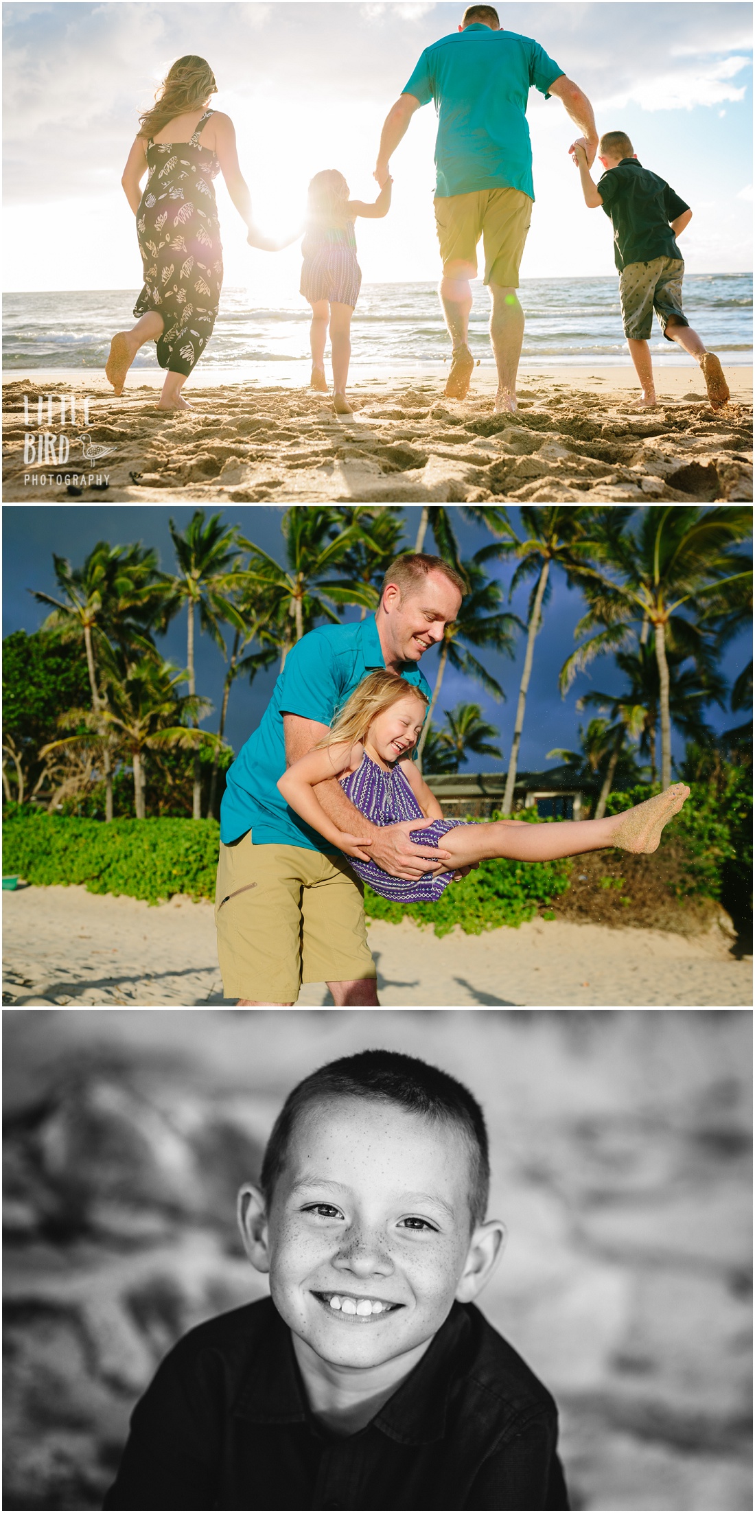 family portaits at the beach in hawaii