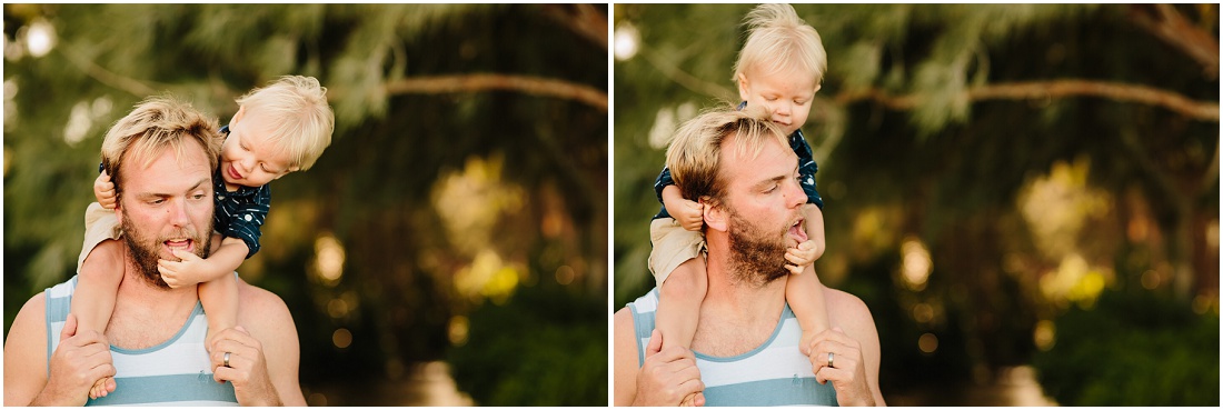 dad and baby playing in oahu