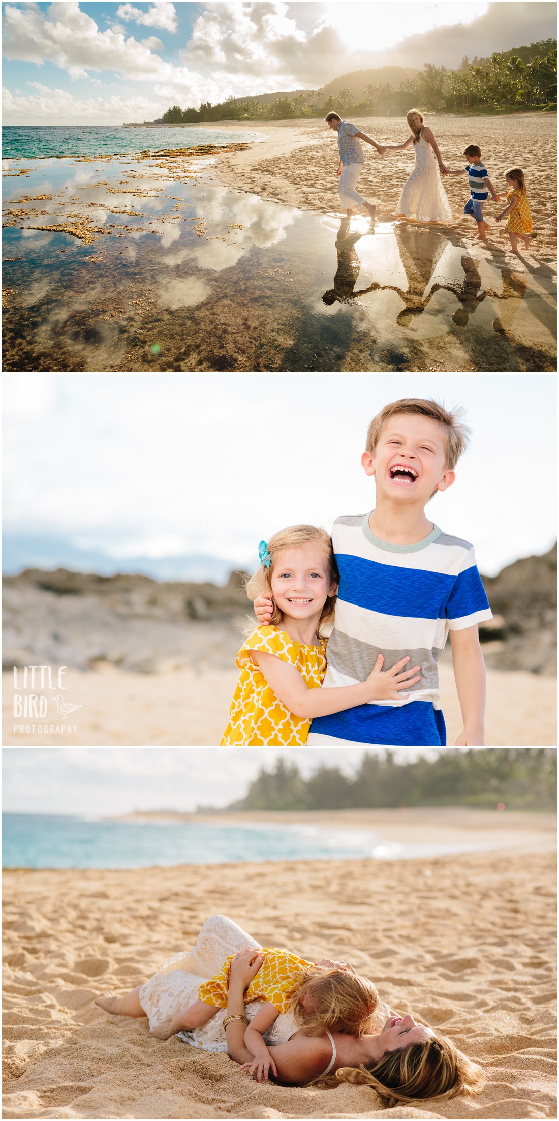 family playing on the north shore oahu