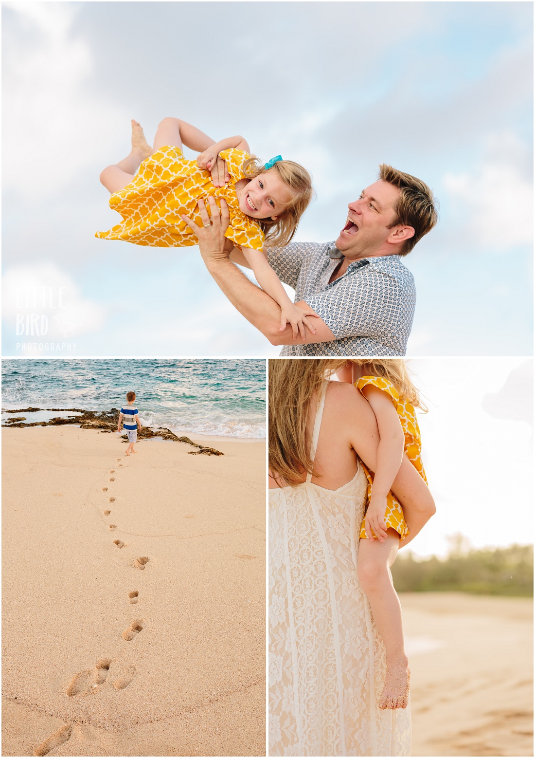 family playing at beautiful hawaiian beach