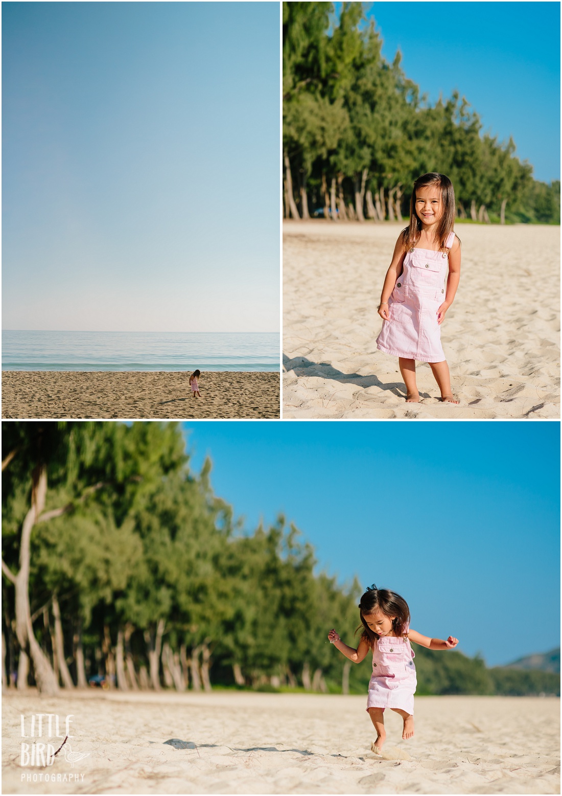 girl plaing at waimanalo beach oahu