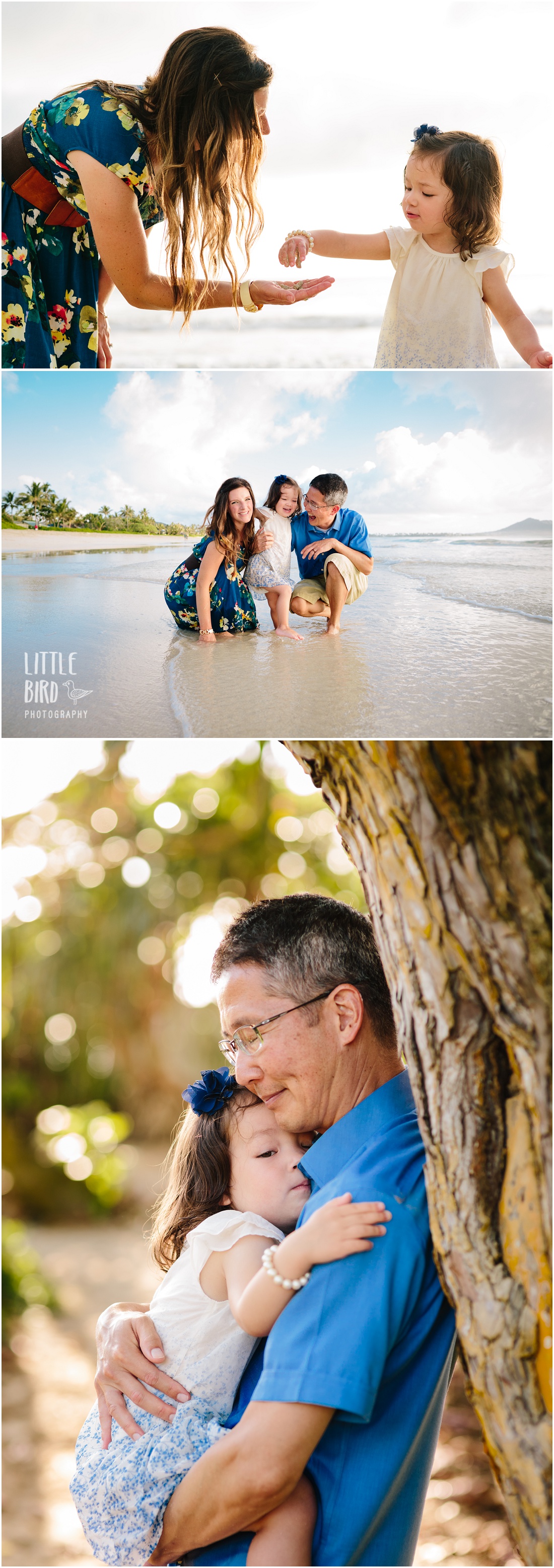family playing at kailua beach oahu