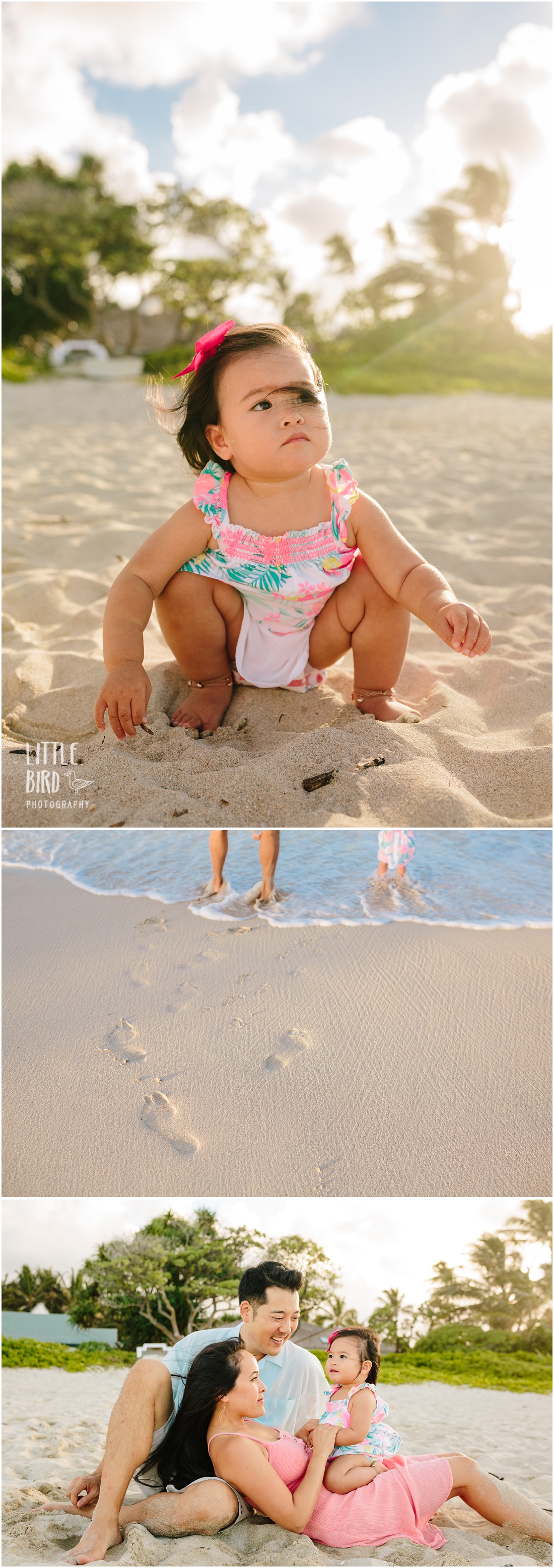baby exploring kailua beach in oahu