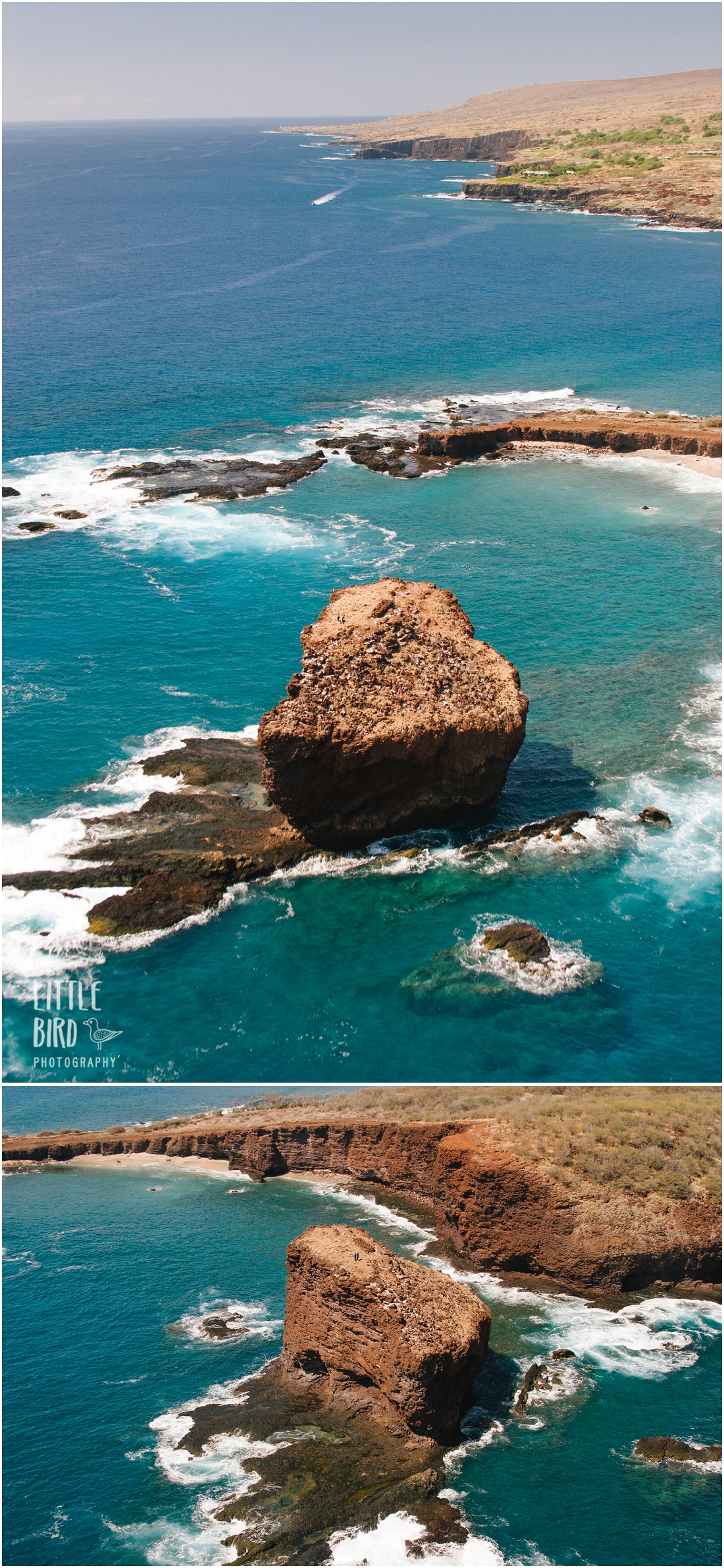 aerial view of Poopoo islet located off of Lanai
