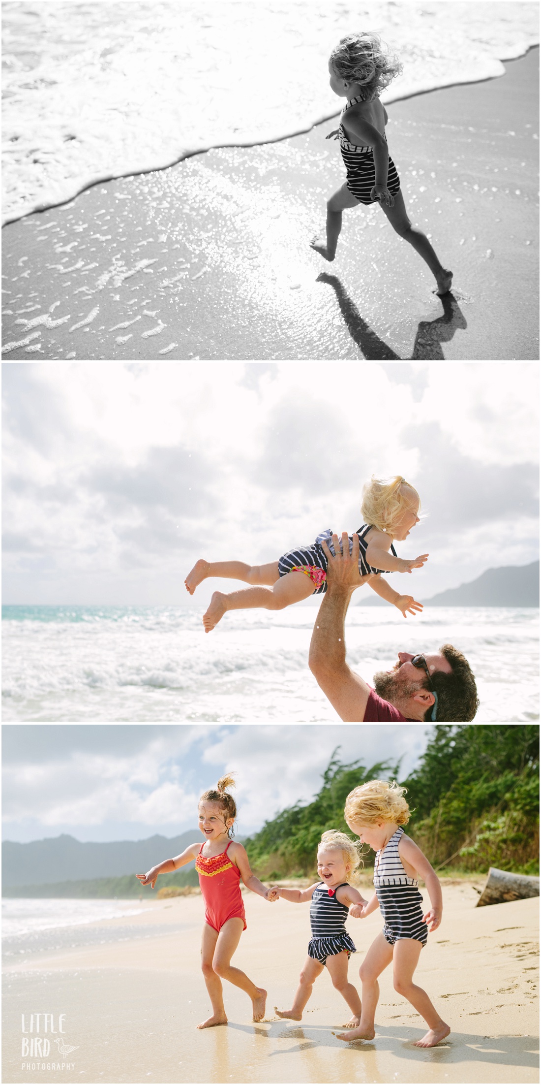 family playing at the beach hawaii