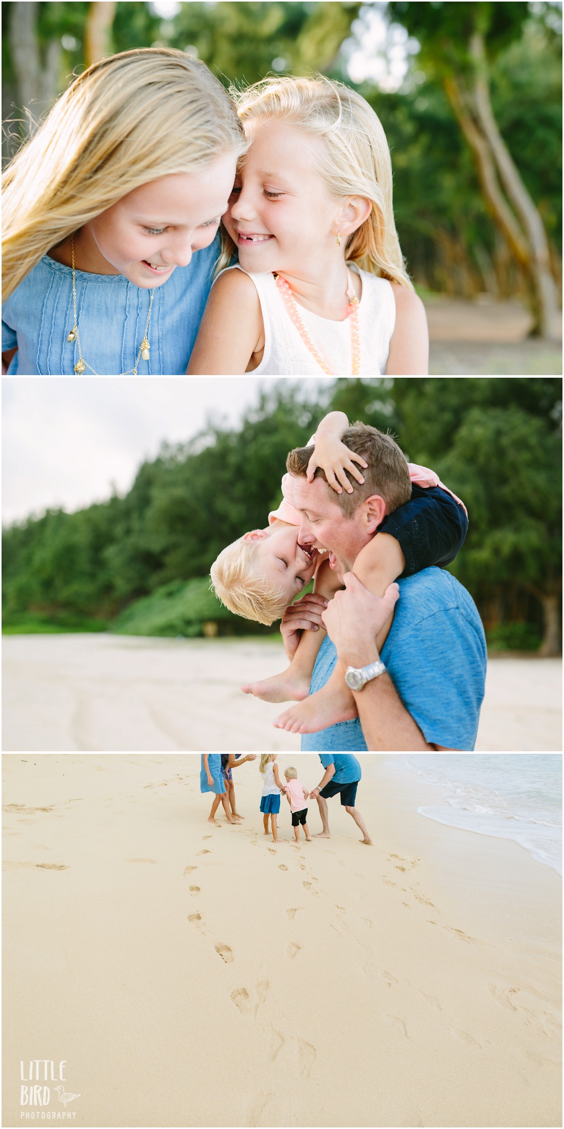 family playing on the beach in oahu