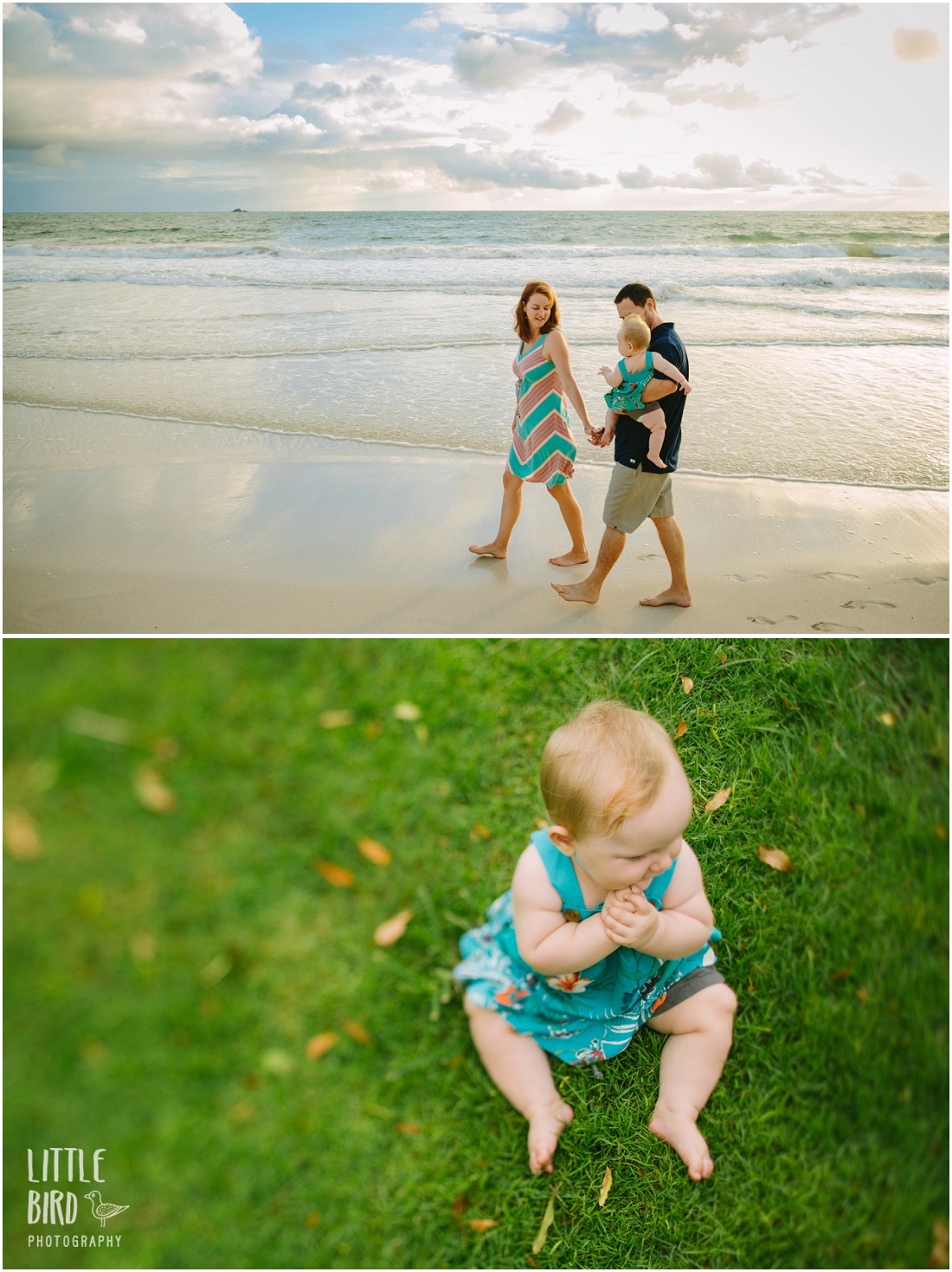 baby playing at kailua beach