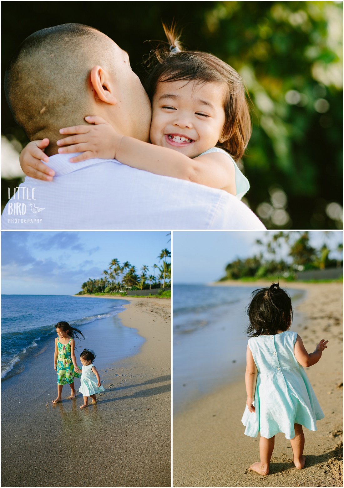 little girl giving dad a big hug in oahu hawaii