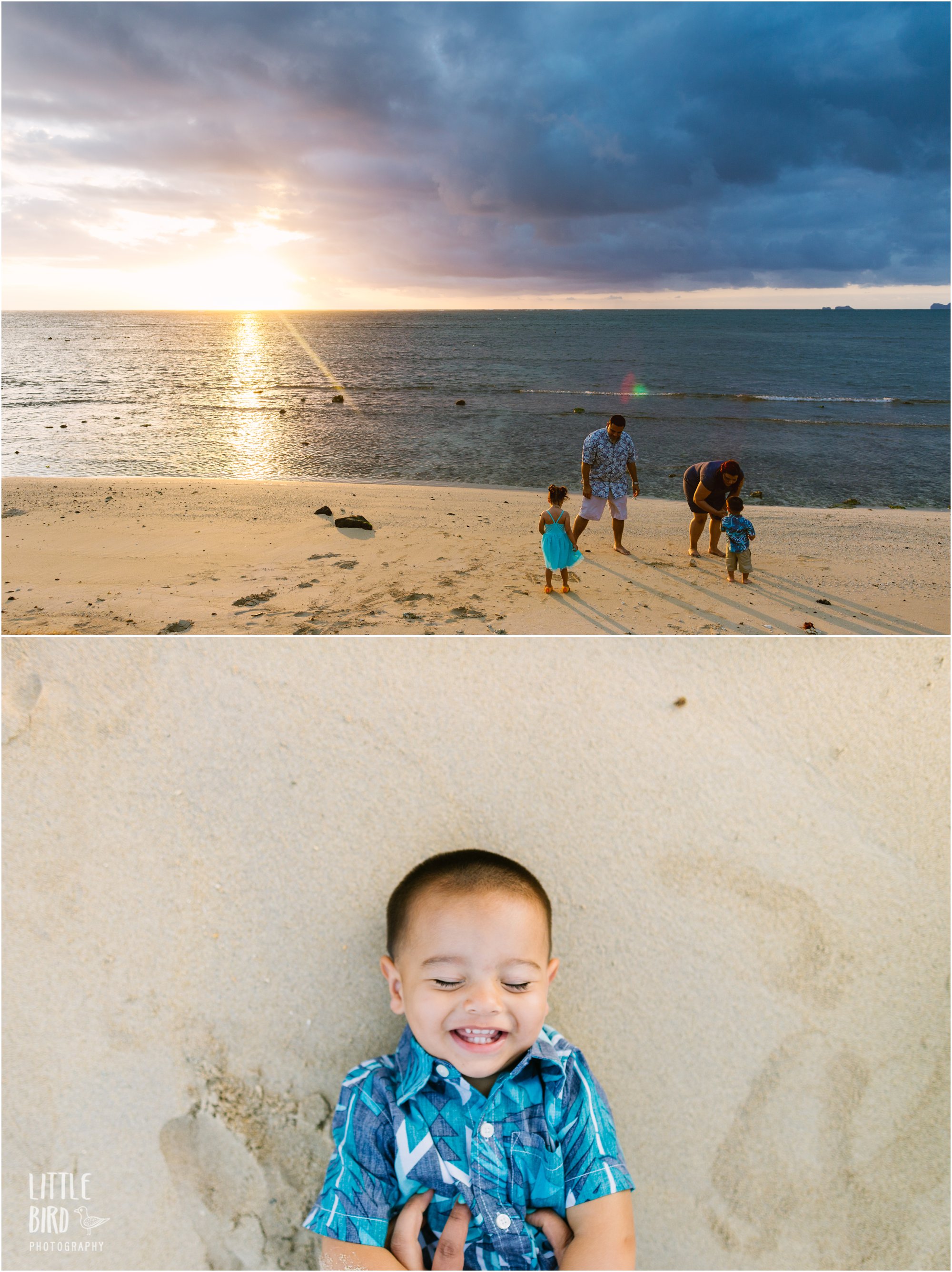 hawaii family at sunrise kualoa beach park
