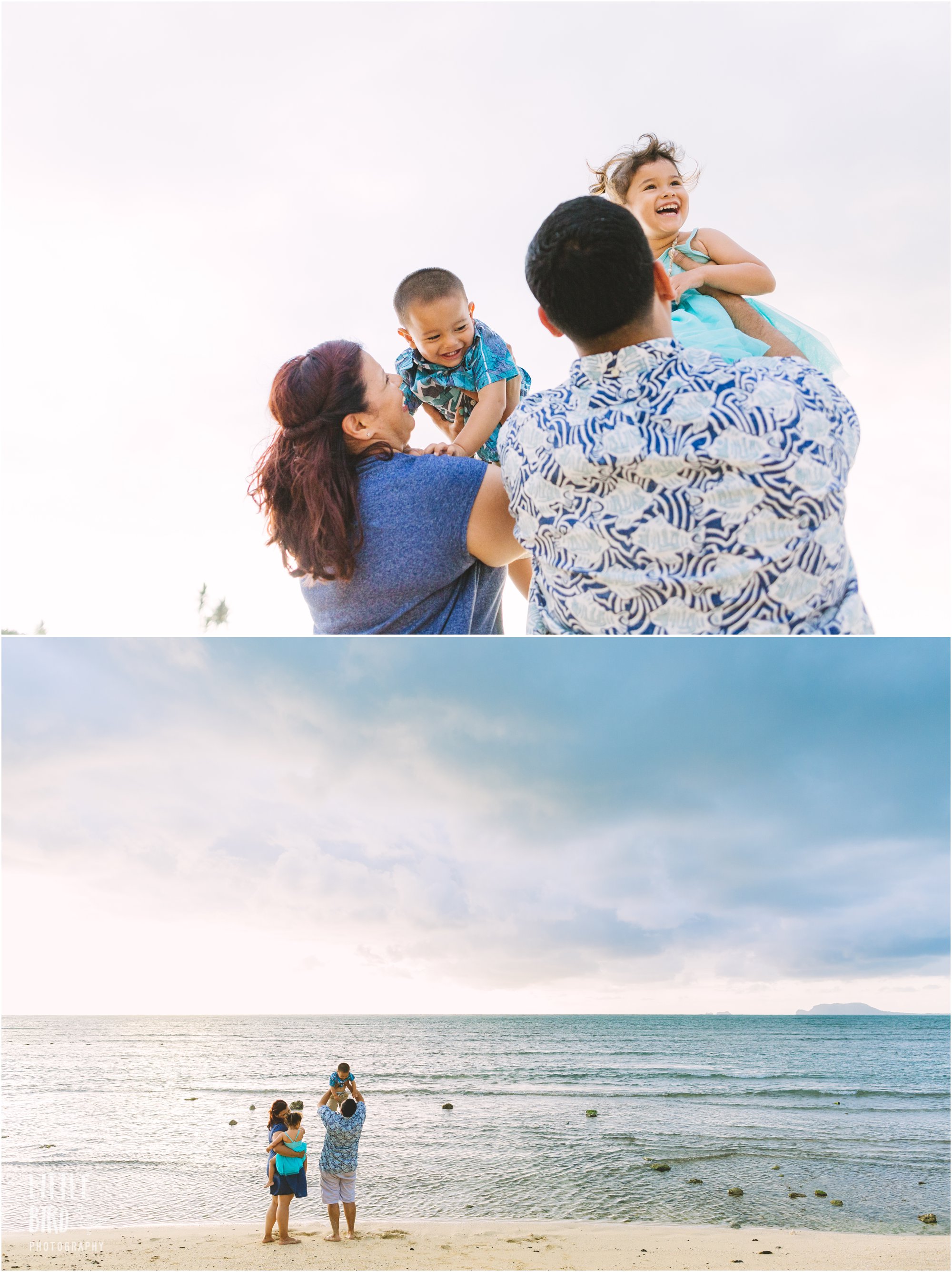 family at sunrise in hawaii