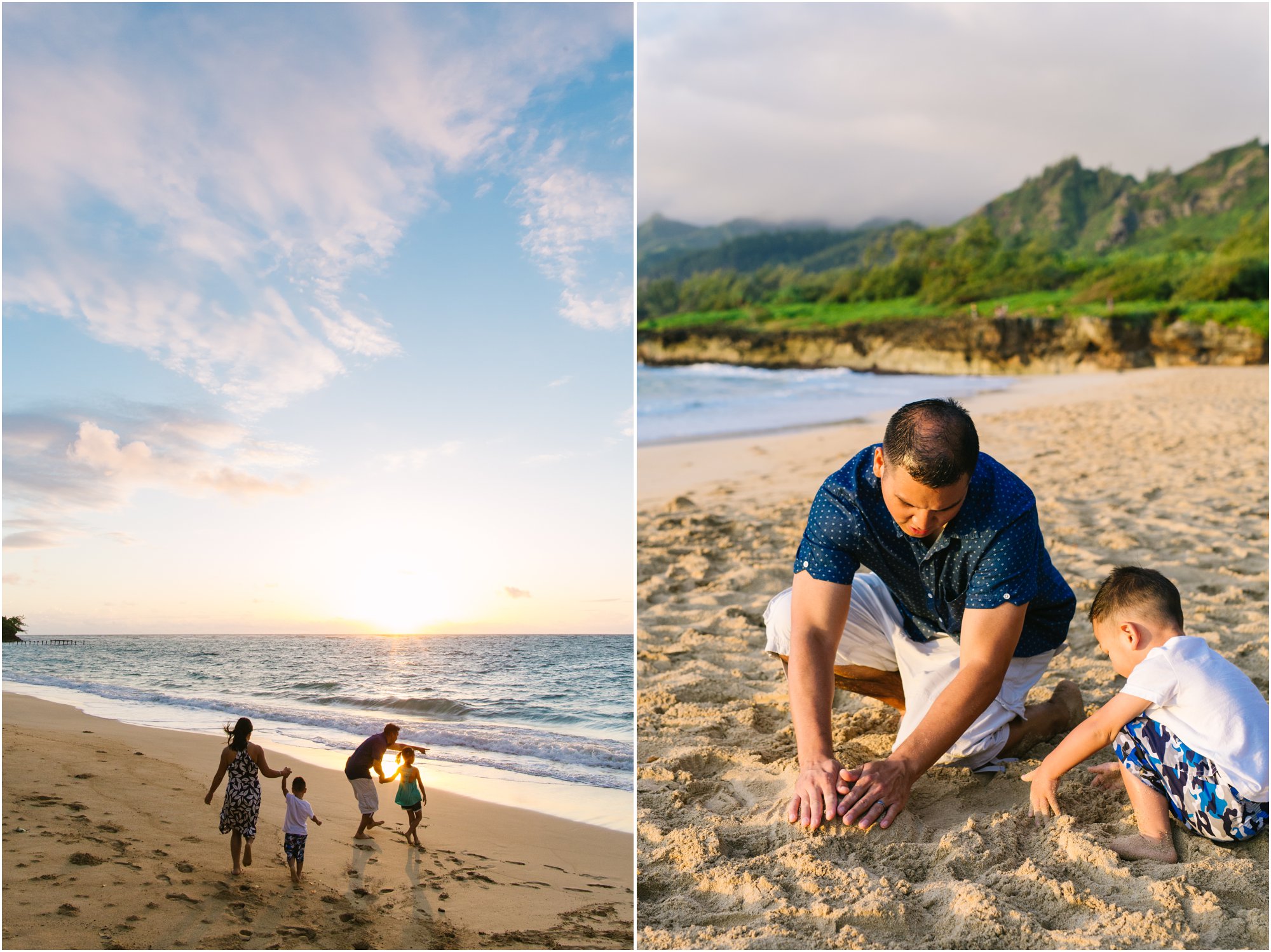 hawaii family beach portraits at sunrise