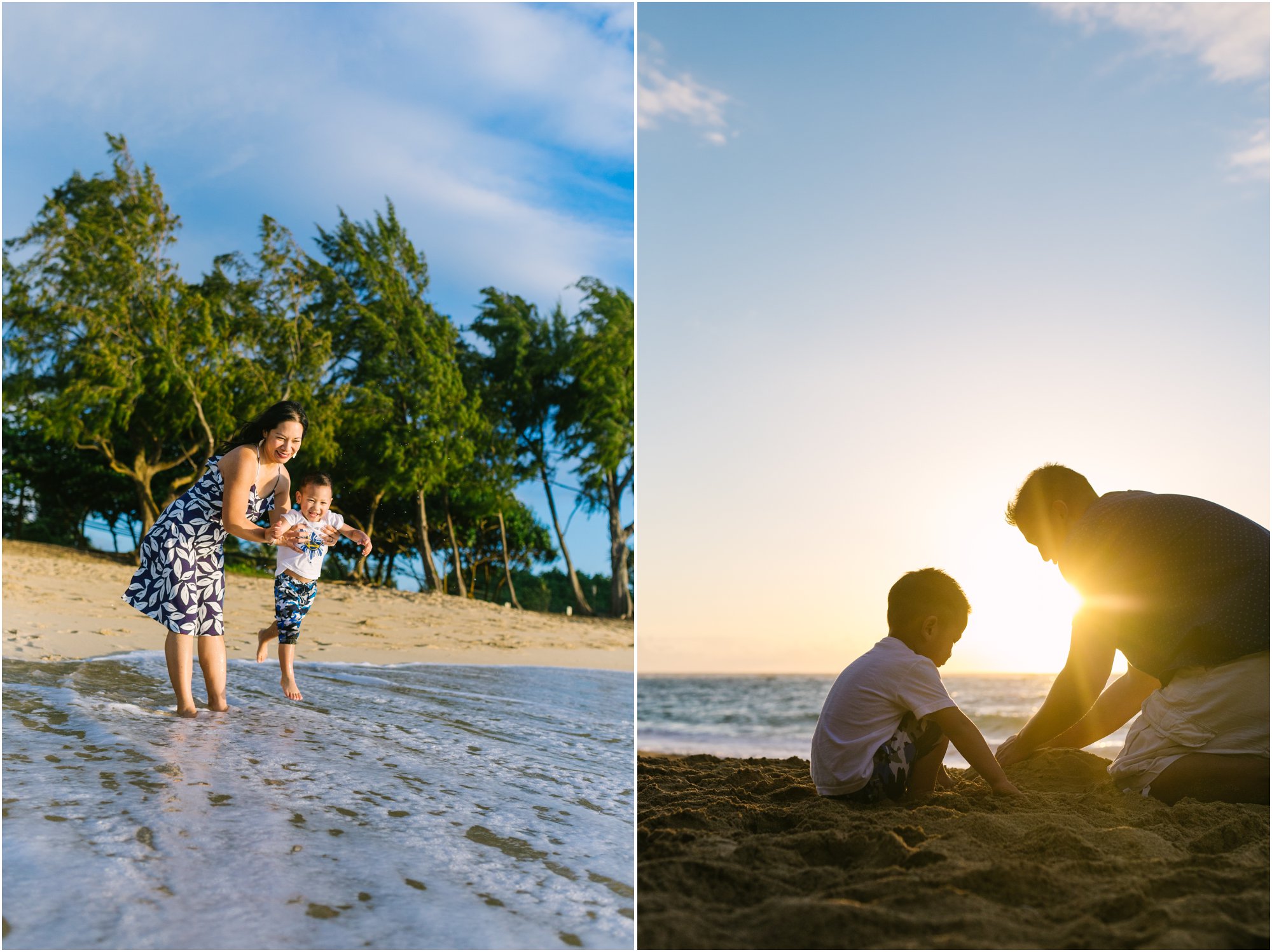 laie beach family photography at sunrise