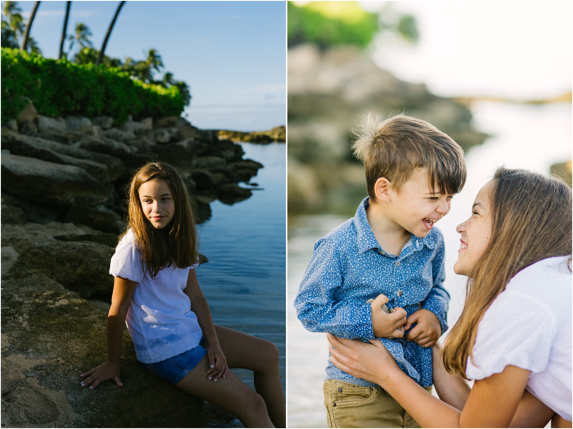 sibling portraits at the beach in hawaii