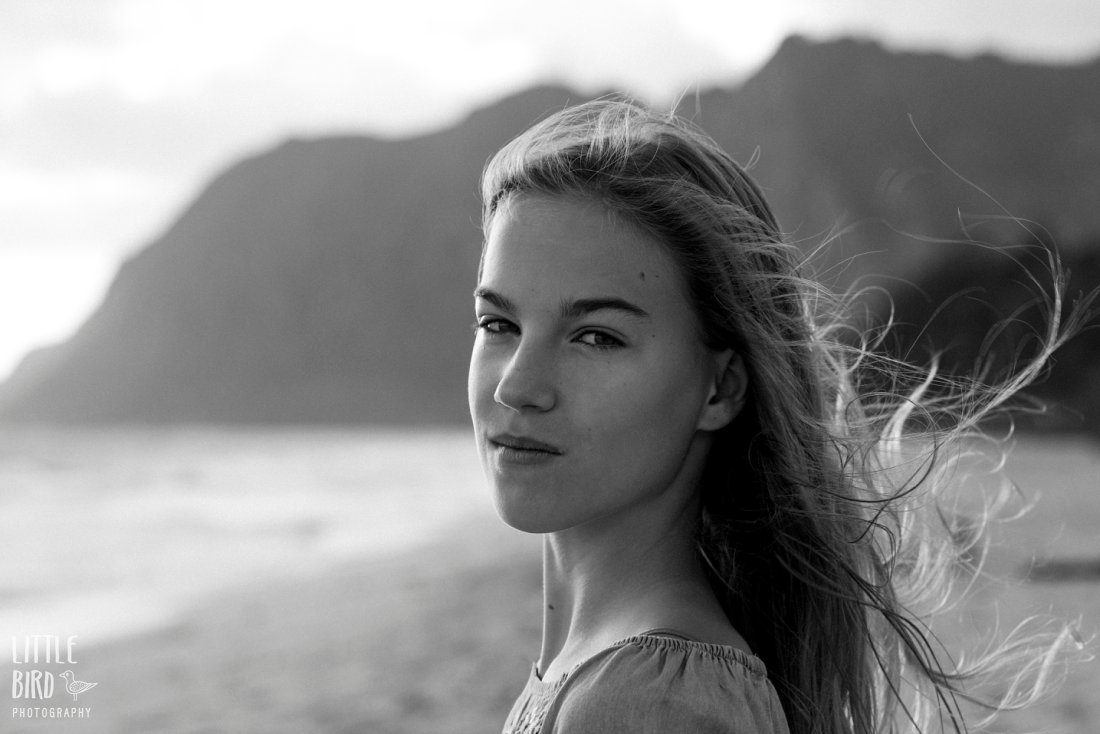 portrait of a girl at the beach in waimanalo oahu