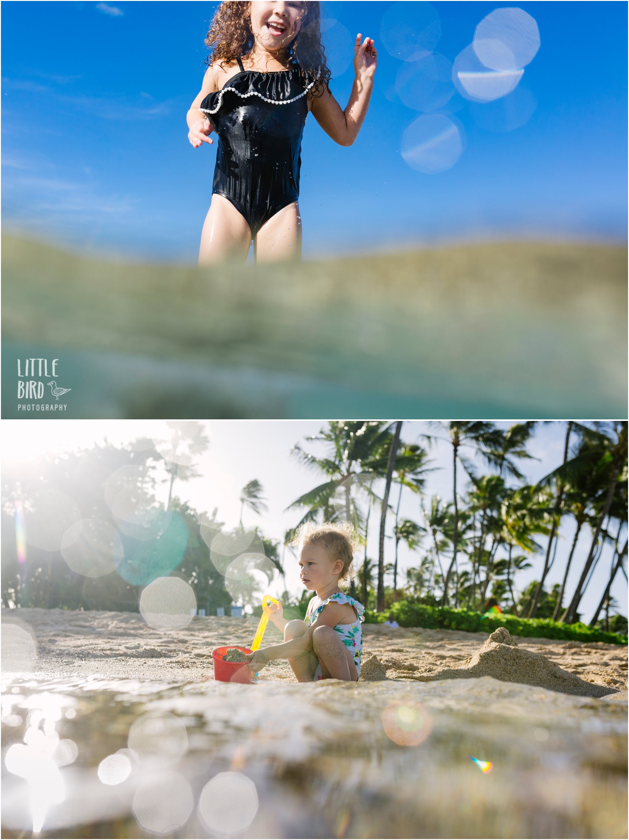 Koolina family pictures with toddler playing in the sand