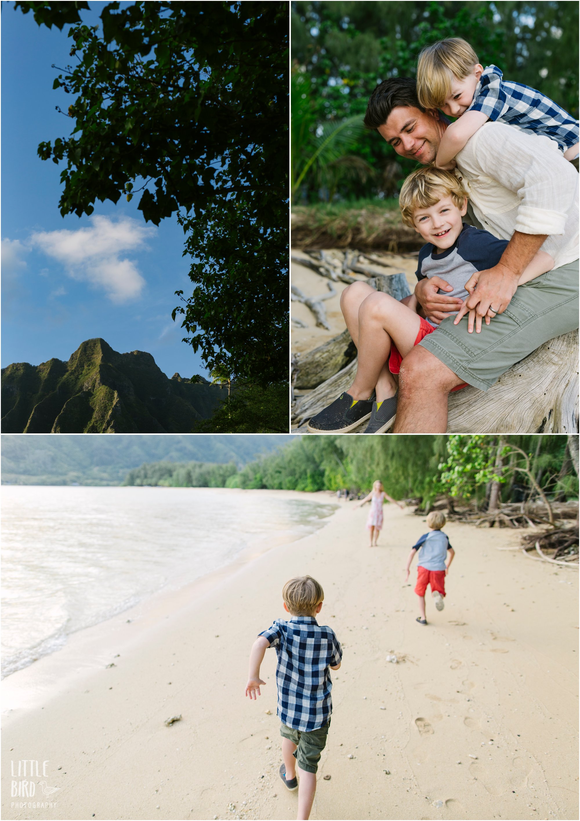 family exploring kualoa beach park oahu