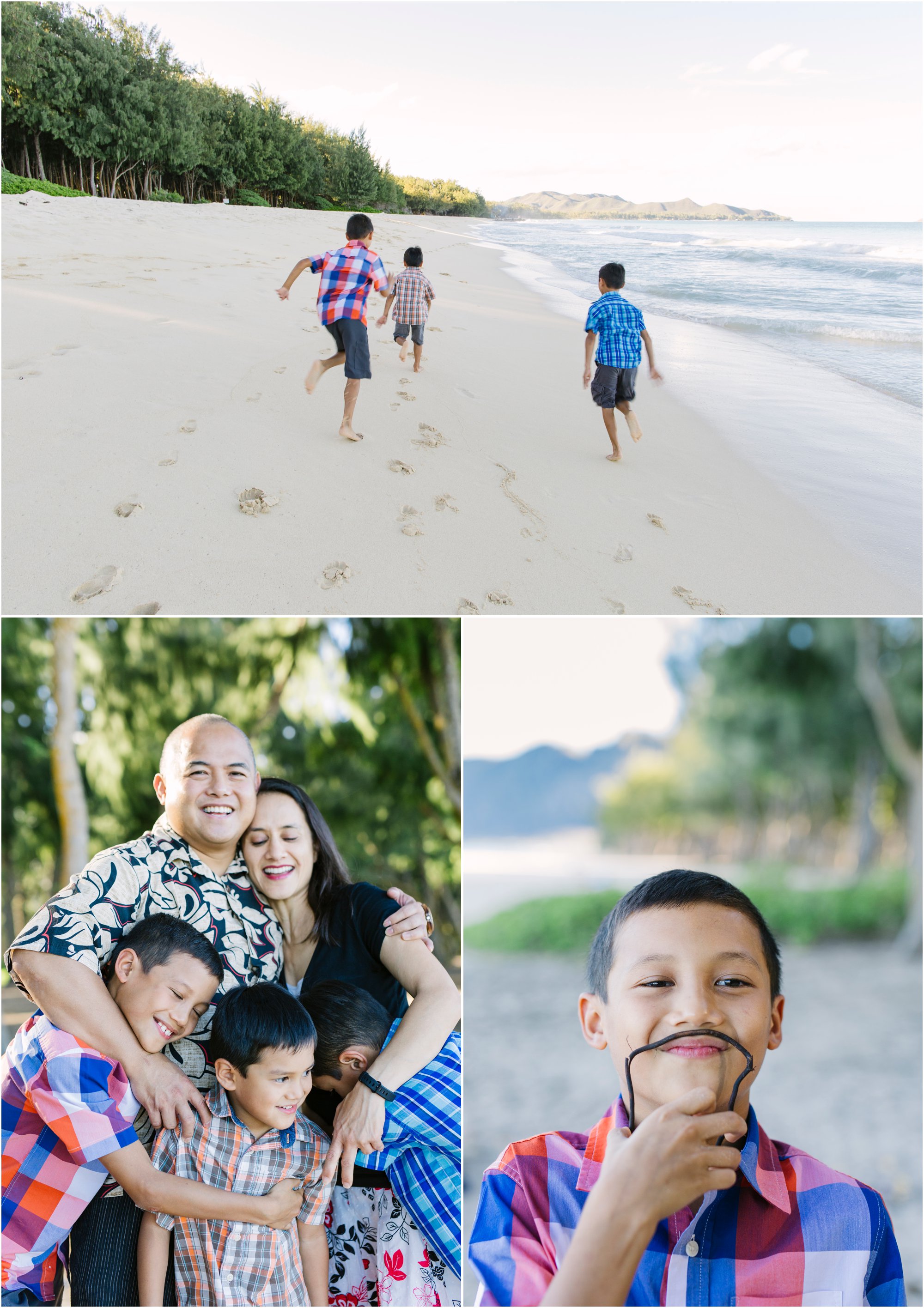 kids running on waimanalo beach hawaii