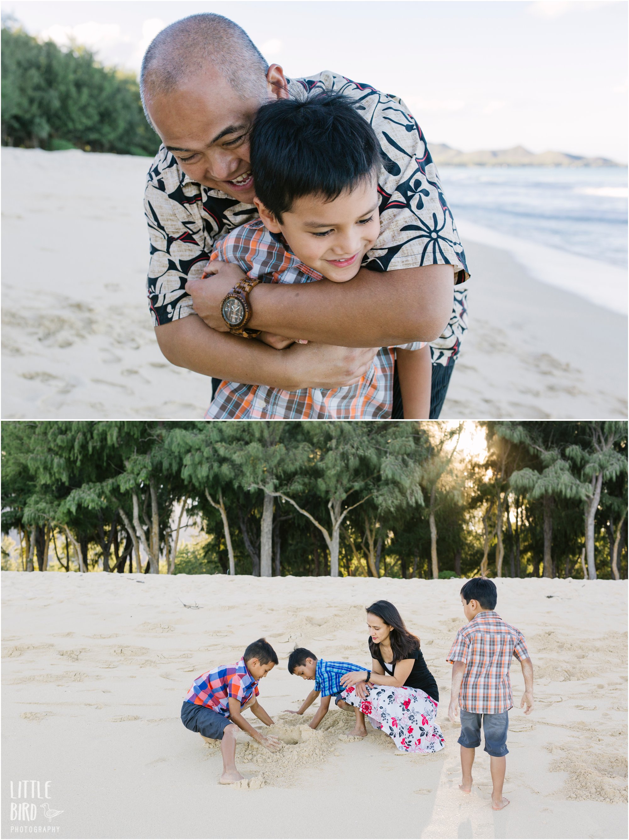 family playing at waimanalo bay beach oahu