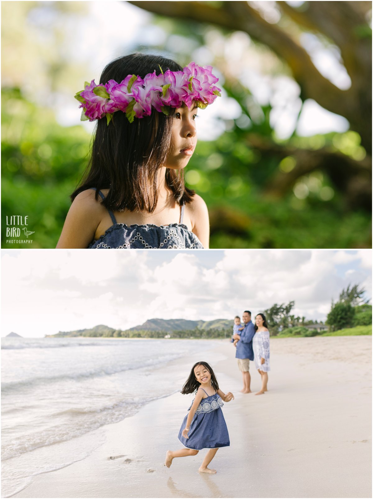 sweet girl with a haku lei in hawaii