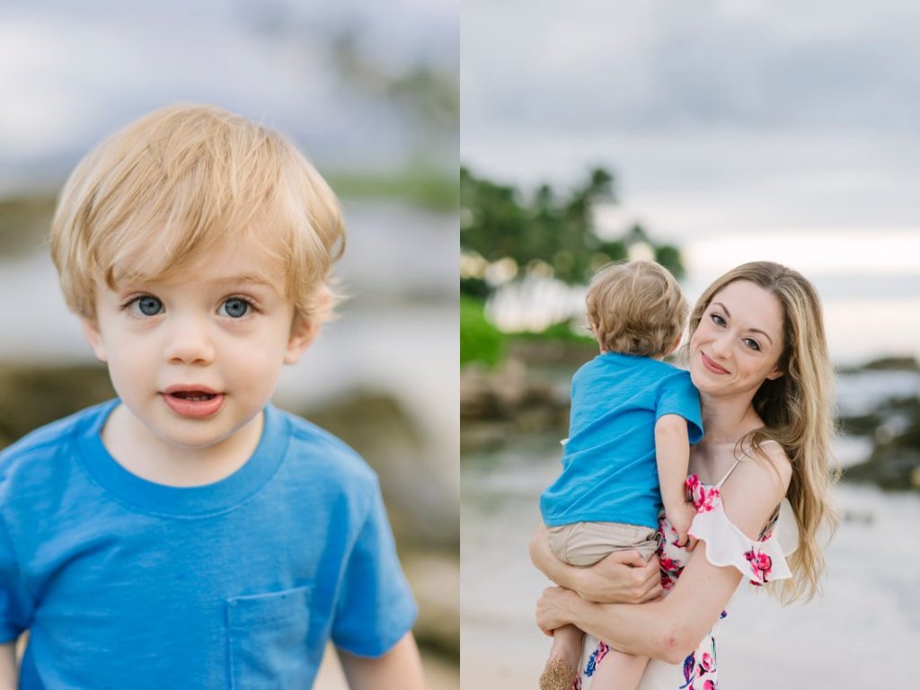 oahu photos captured mother and son at a sunrise family photo shoot in hawaii