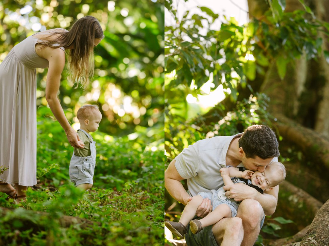 hawaii family photo session with twin babies in the park