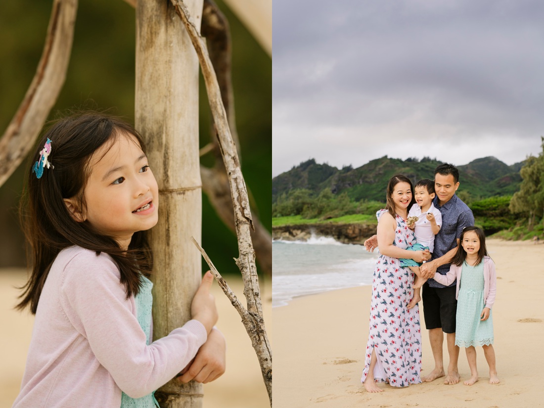family portraits at the beach in oahu