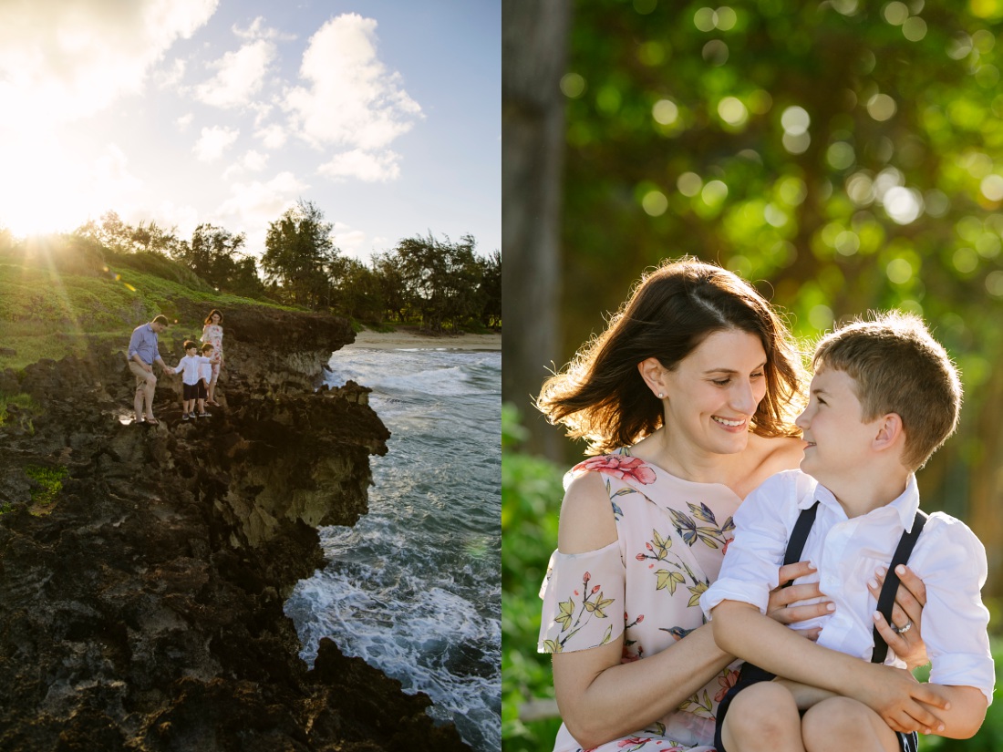 family portraits on a cliff at sunset in hawaii