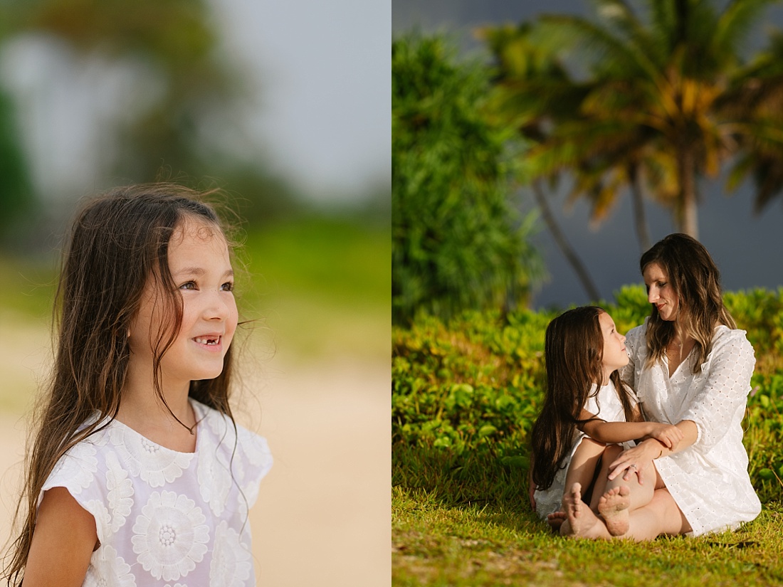 hawaii beach portraits at lanikai with mom and daughter