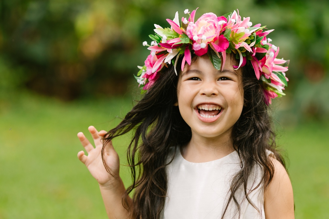 portrait of a girl in hawaii with a haku lei
