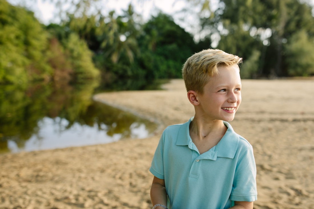portrait of a boy at laie beach park