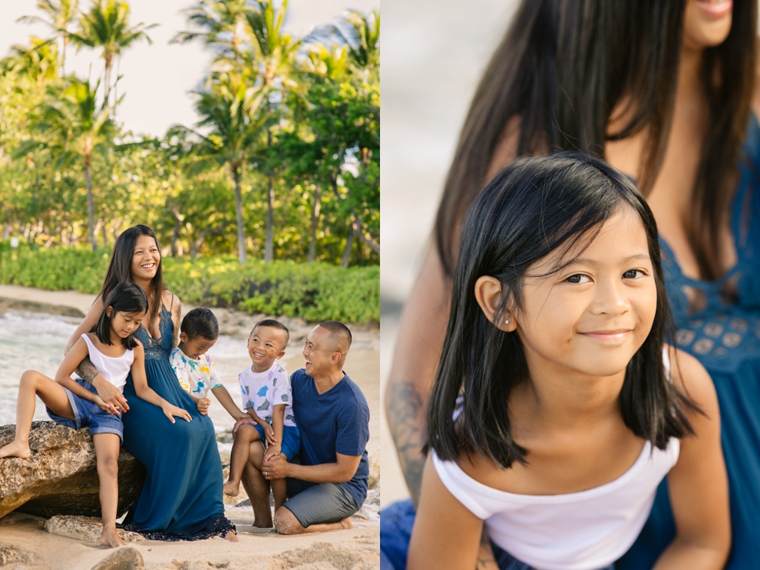 family portraits at secret beach in oahu hawaii