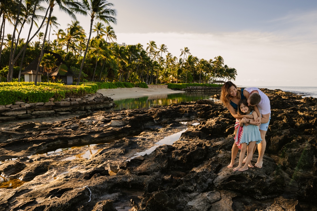 family portrait at paradise cove beach in hawaii