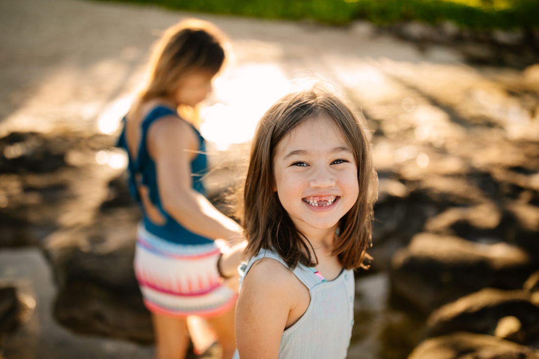 portrait of mom and daughter exploring paradise cove by little bird photography
