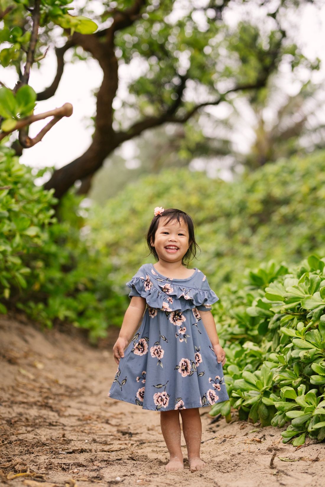 portrait of a happy girl at kalama beach park by little bird photography