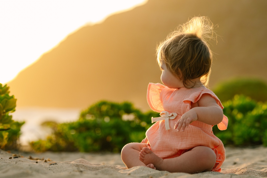 baby portrait at sunrise in hawaii