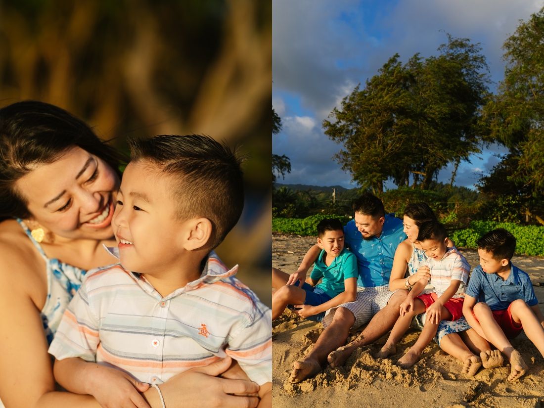 family portrait at a beach in hawaii