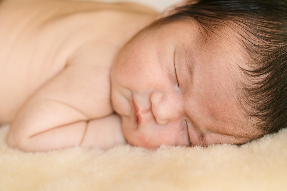 closeup portrait of a newborn boy in hawaii