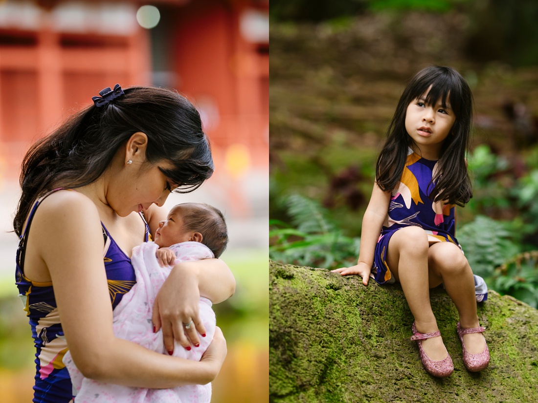mom and newborn baby portraits at byodo-in temple in kaneohe oahu