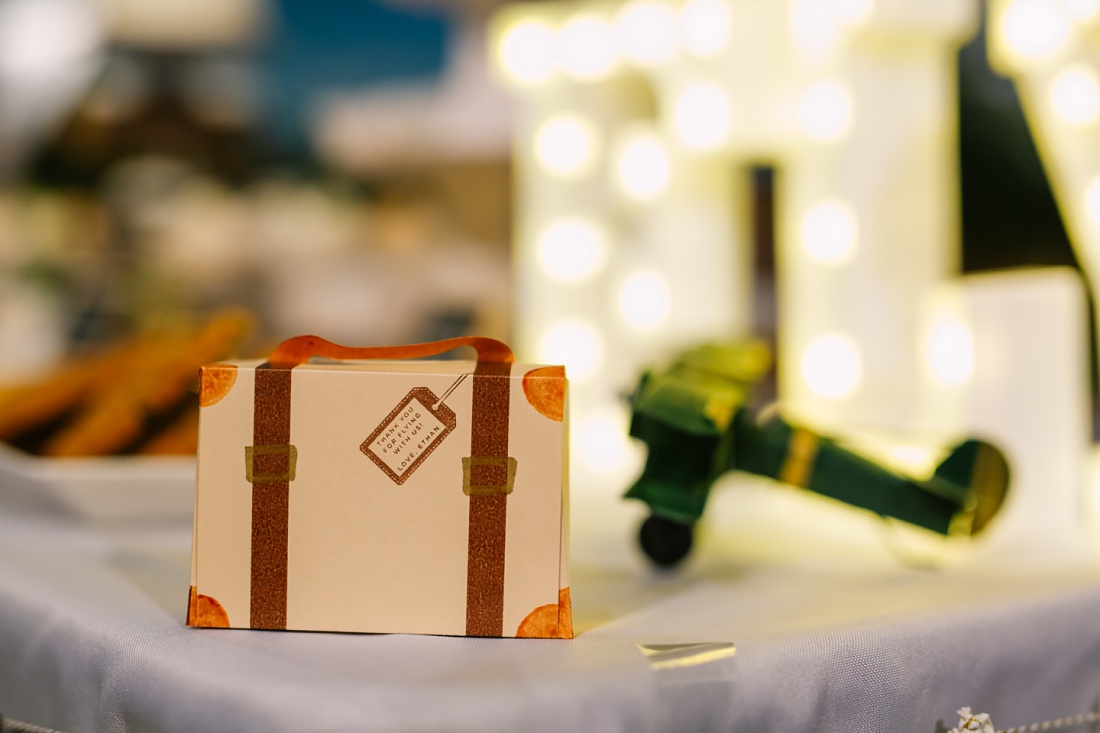 favor boxes after an airplane themed first birthday party in hawaii