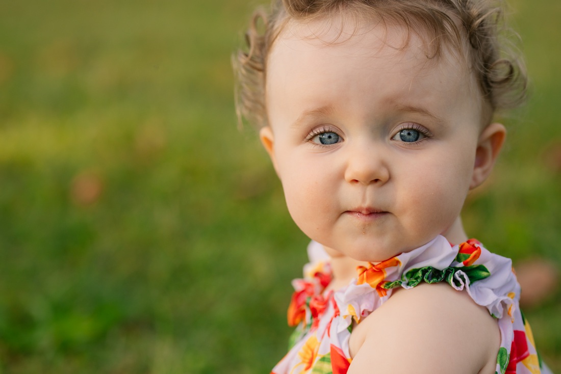 closeup portrait of a baby with blue eyes