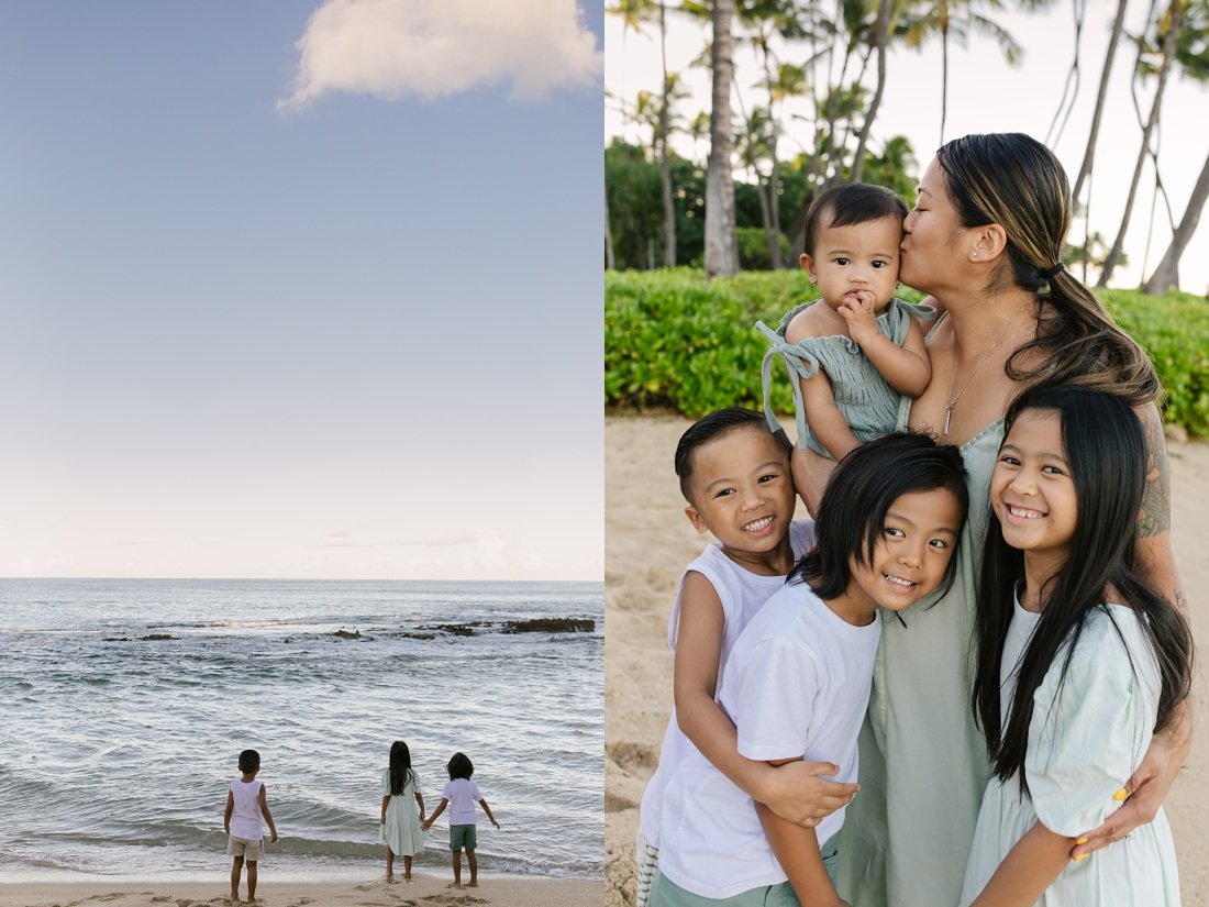 portrait of mom and her four children during a koolina photo session
