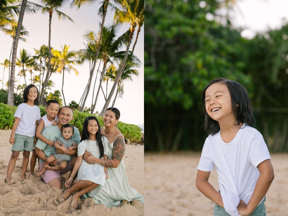 fun family portraits in Hawaii at koolina lagoon