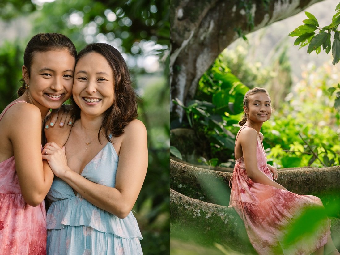 mom and daughter photos at nuuanu park in oahu